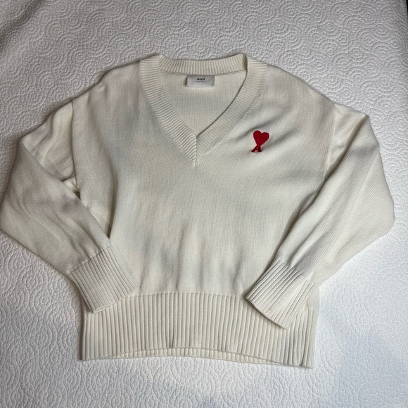 Ami Cream Knit Cotton Wool blend Sweater - Picture 8 of 16